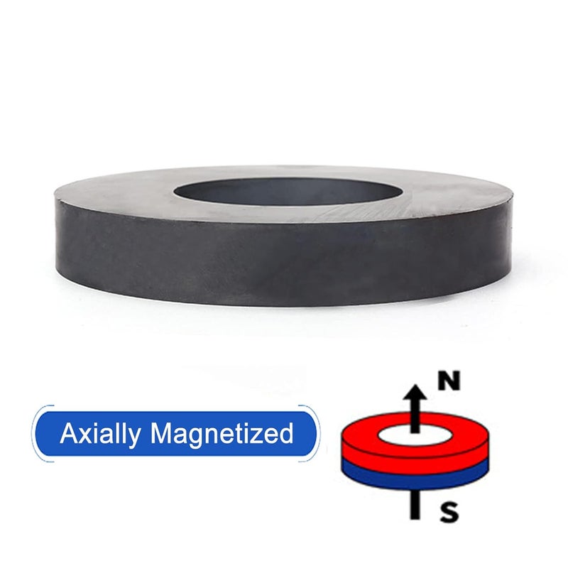 AOAUTO Ferrite Ring Large Magnet,4.72In Dia Big Round Ceramic Disc Heavy Duty Magnets with Hole for DIY Crafts Science Projects Industrial,Large Ceramic Donut Magnet - Image 3